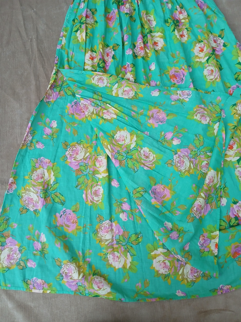 J. Crew Green Floral Maxi Skirt with Pink Rose Pattern - Picture 4 of 13